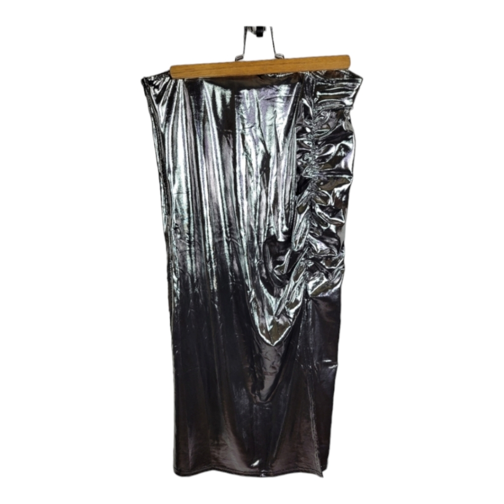 Indigo rising Silver Platinum Ruched  Maxi Slip Midi Skirt